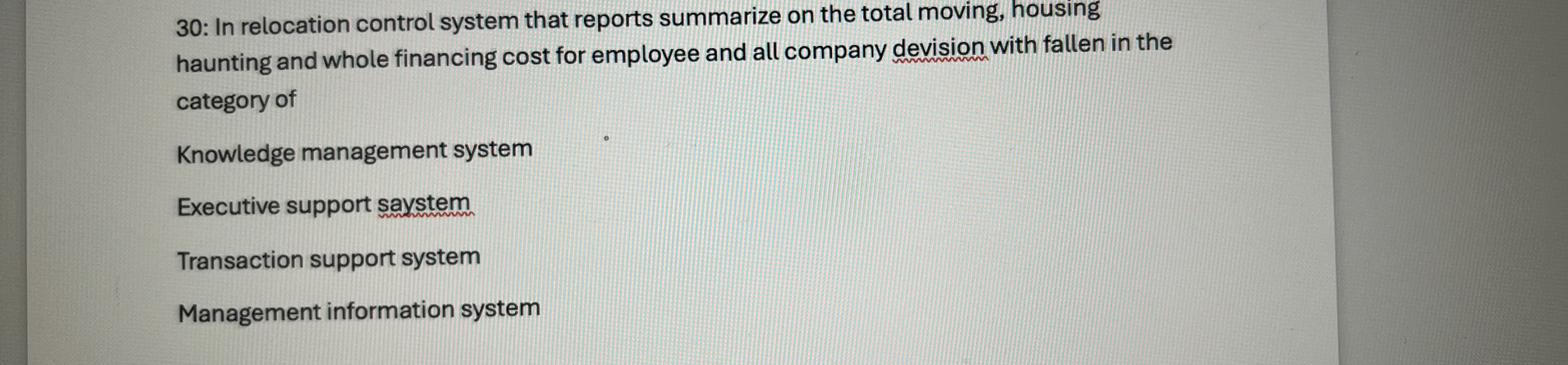  30: In relocation control system that reports summarize on the total