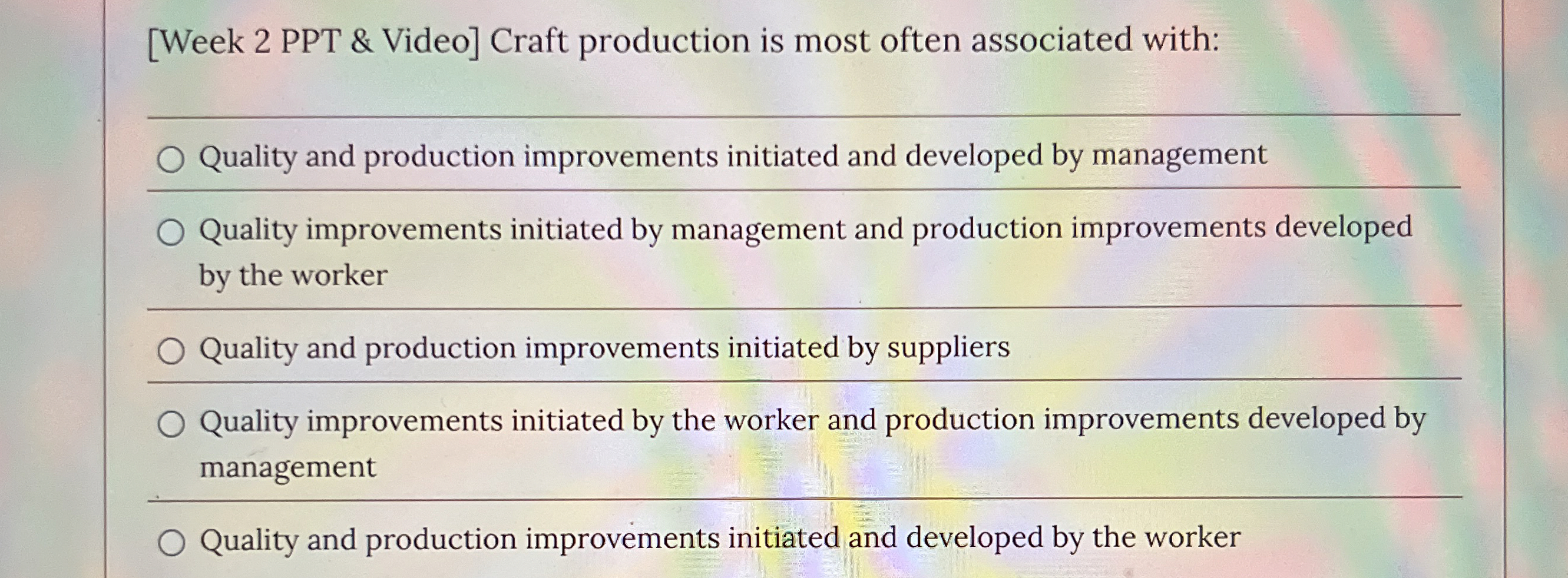  [Week 1 PPT & Video] In order to improve a process