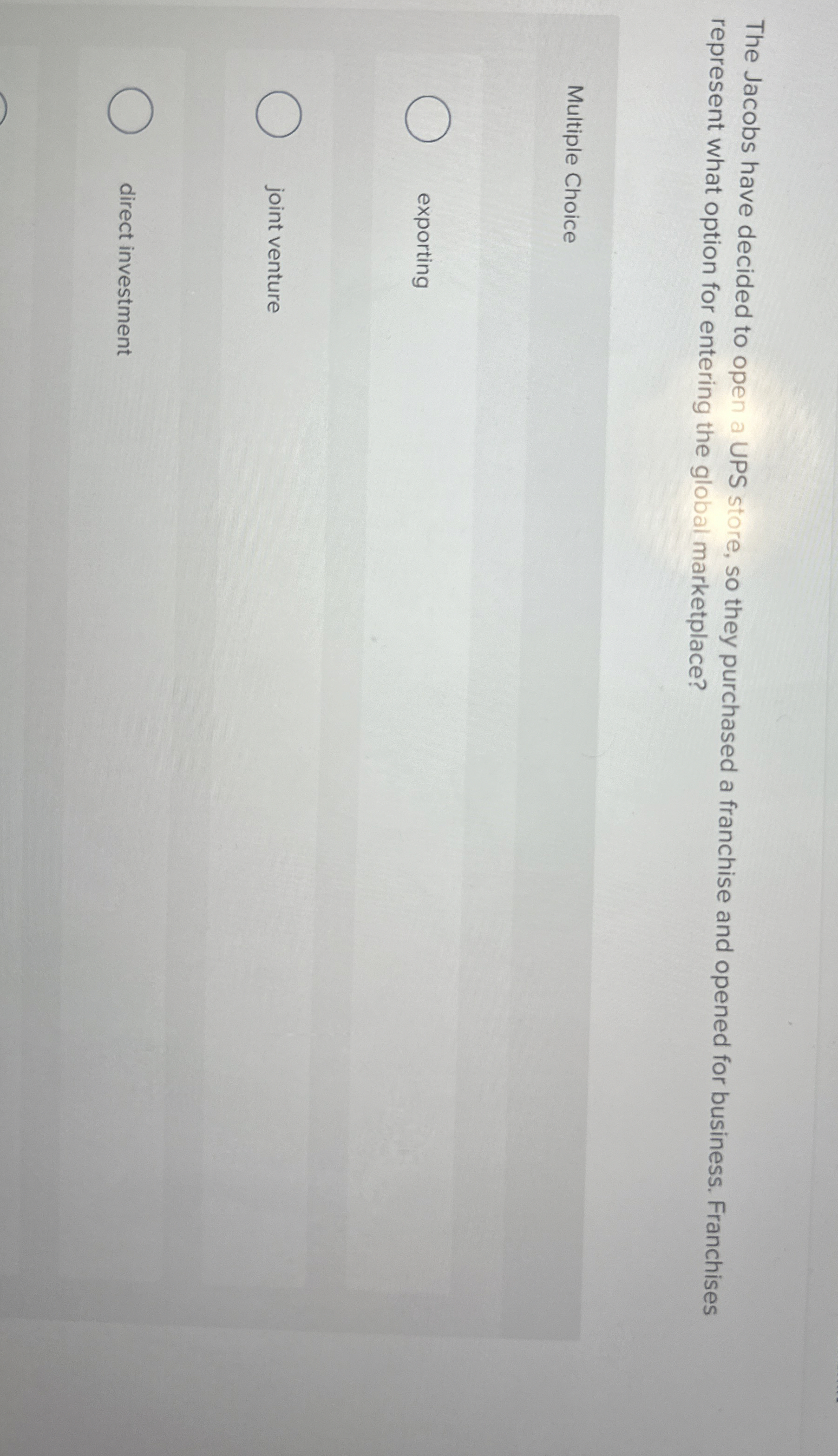  The Jacobs have decided to open a UPS store, so they