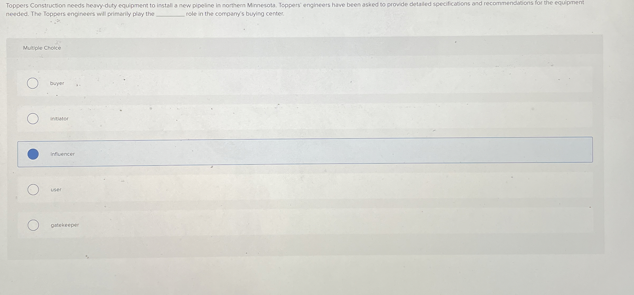  needed. The Toppers engineers will primarily play the q, role in