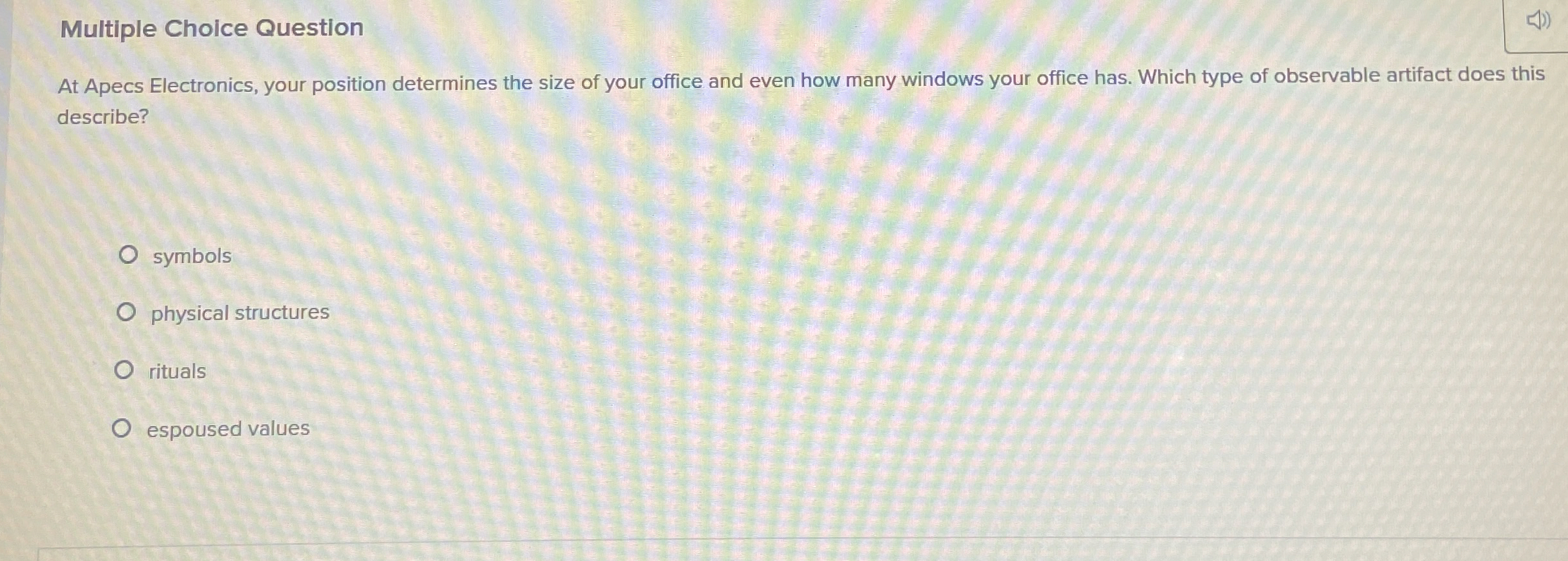  Multiple Choice Question At Apecs Electronics, your position determines the size