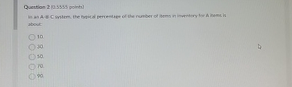  Question 2(0.s555 points) In an A*-C system the typical percentage of