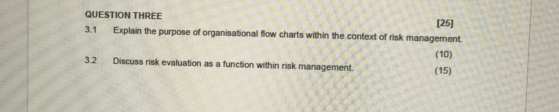  QUESTION THREE [25] 3.1 Explain the purpose of organisational flow charts