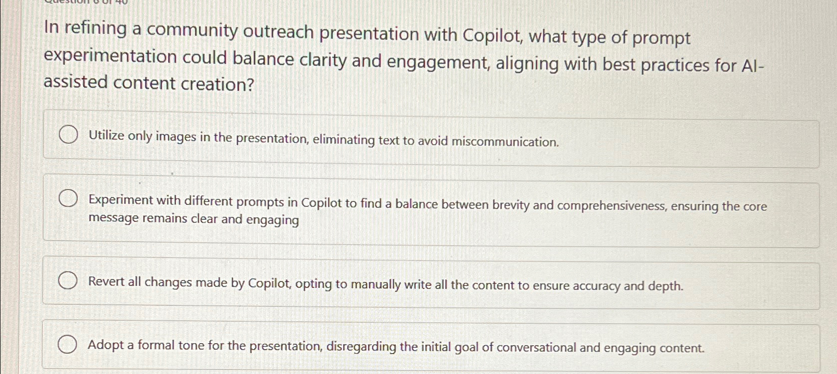  In refining a community outreach presentation with Copilot, what type of