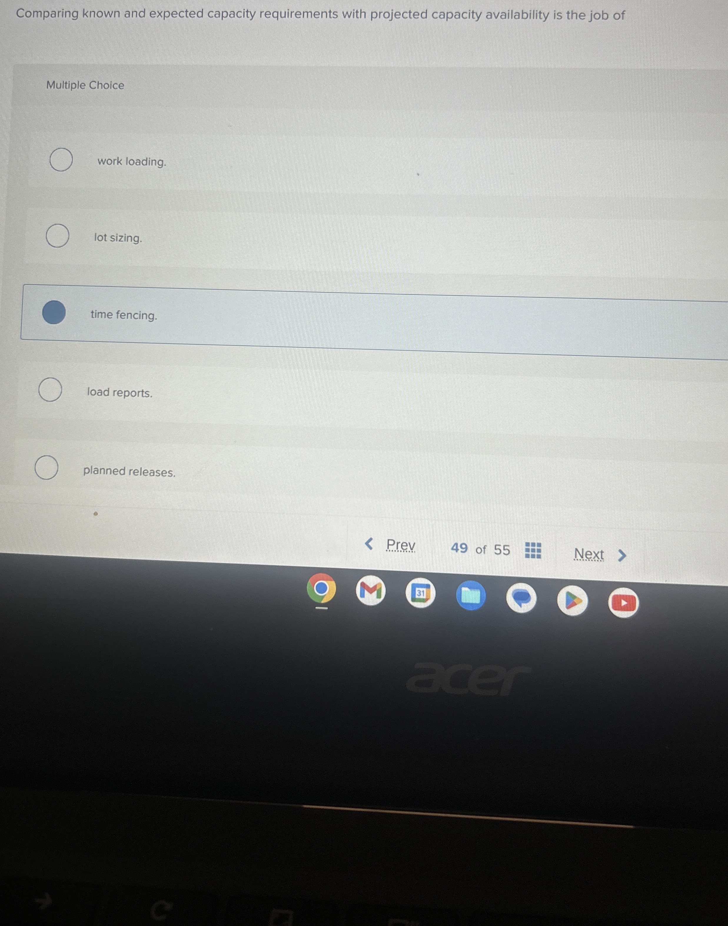  Comparing known and expected capacity requirements with projected capacity availability is