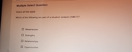  Multiple Select Question Select all that apply Which of the following