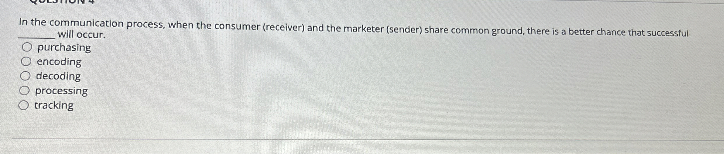  In the communication process, when the consumer (receiver) and the marketer