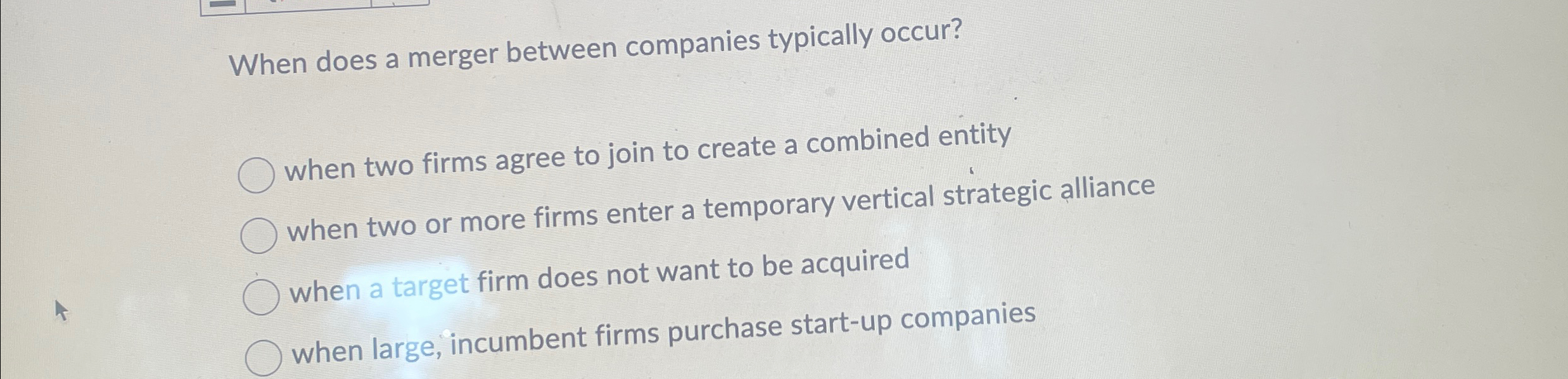  When does a merger between companies typically occur? when two firms