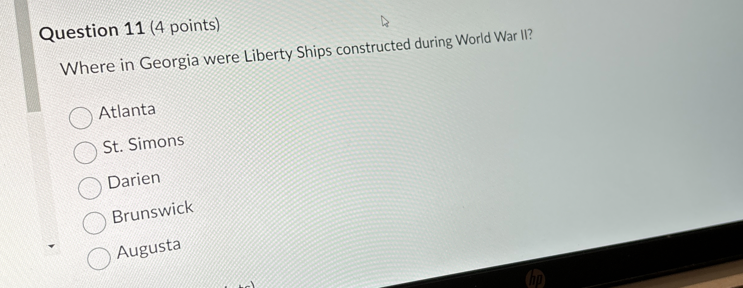  Question 11(4 points) Where in Georgia were Liberty Ships constructed during