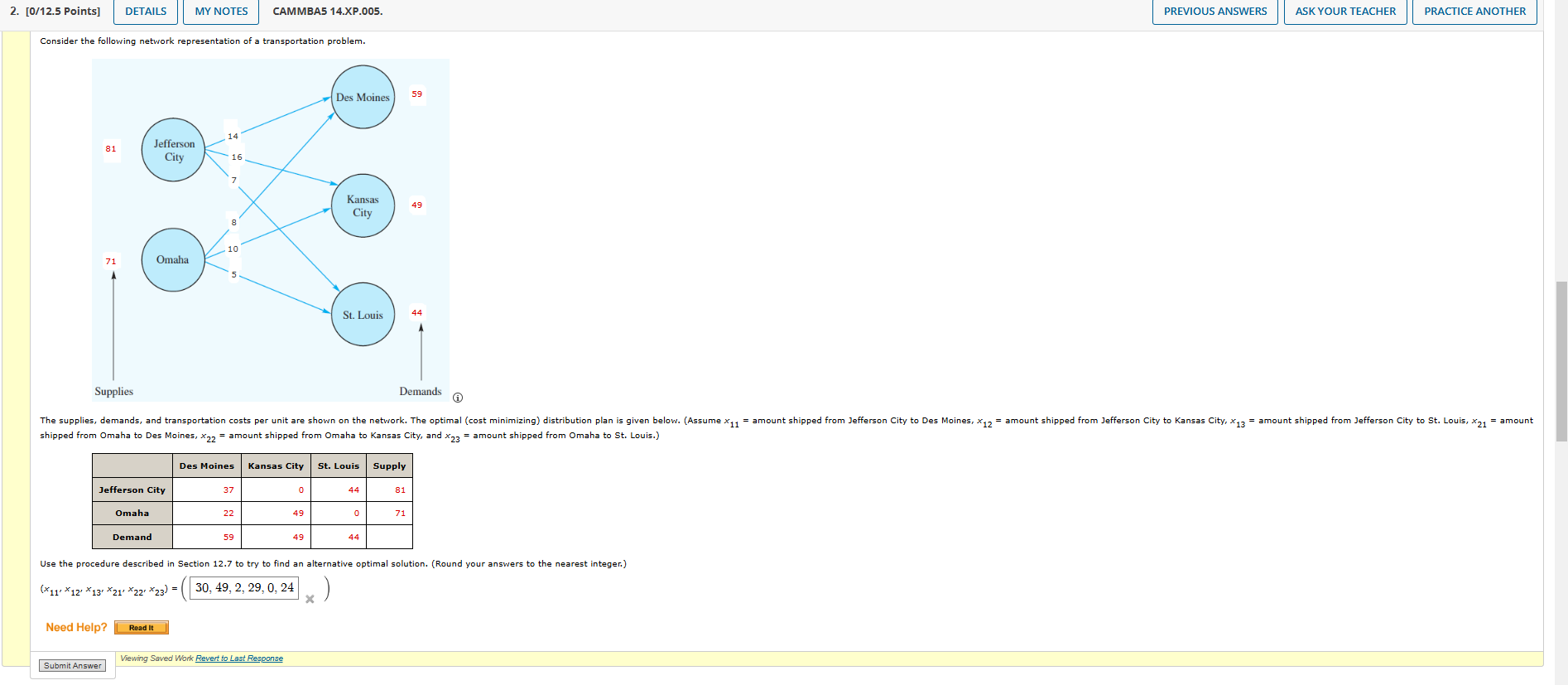  Consider the following network representation of a transportation problem. shipped from