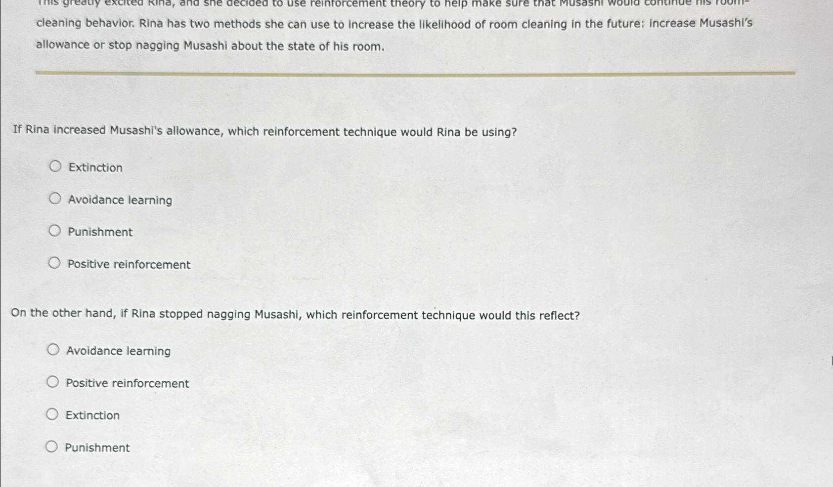  cleaning behavior. Rina has two methods she can use to increase