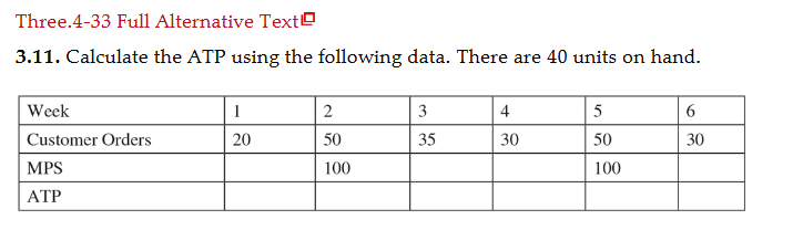  Three.4-33 Full Alternative Text 3.11. Calculate the ATP using the following