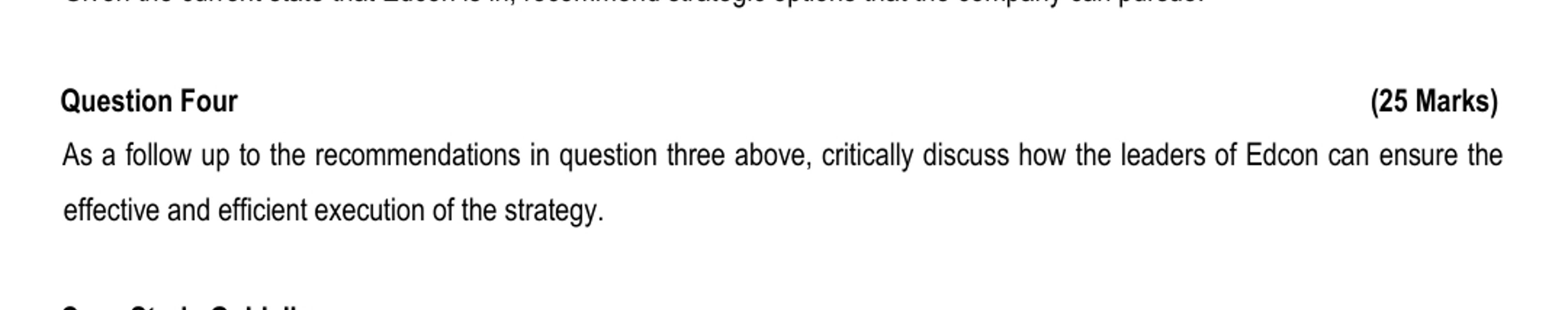  Question ThreeQuestion Four (25 Marks) As a follow up to the