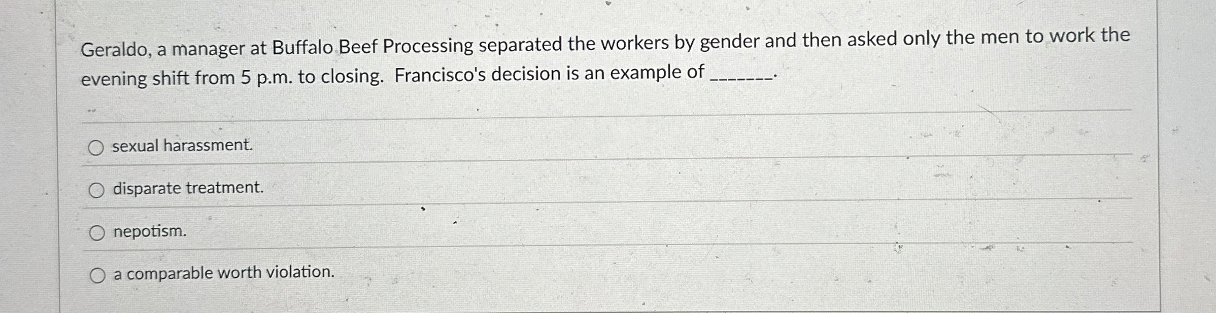  Geraldo, a manager at Buffalo Beef Processing separated the workers by
