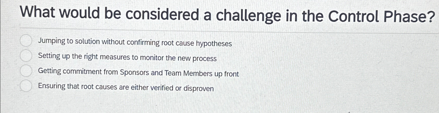  What would be considered a challenge in the Control Phase? Jumping