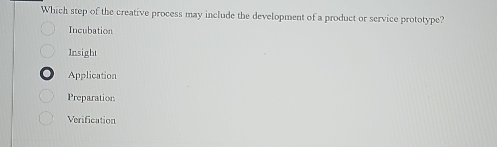  Which step of the creative process may include the development of