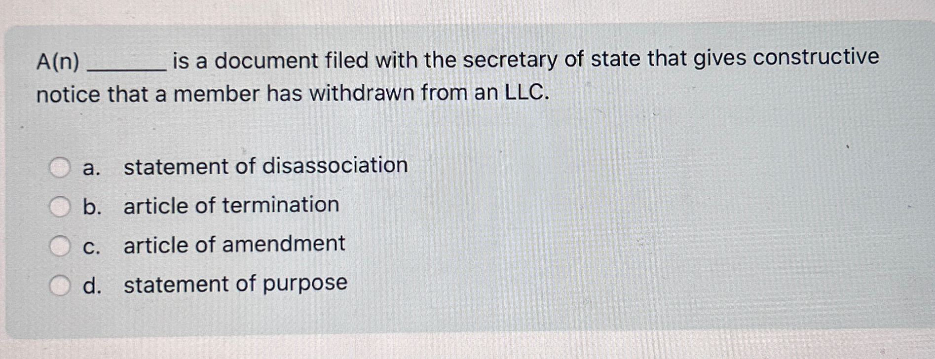  A(n) is a document filed with the secretary of state that