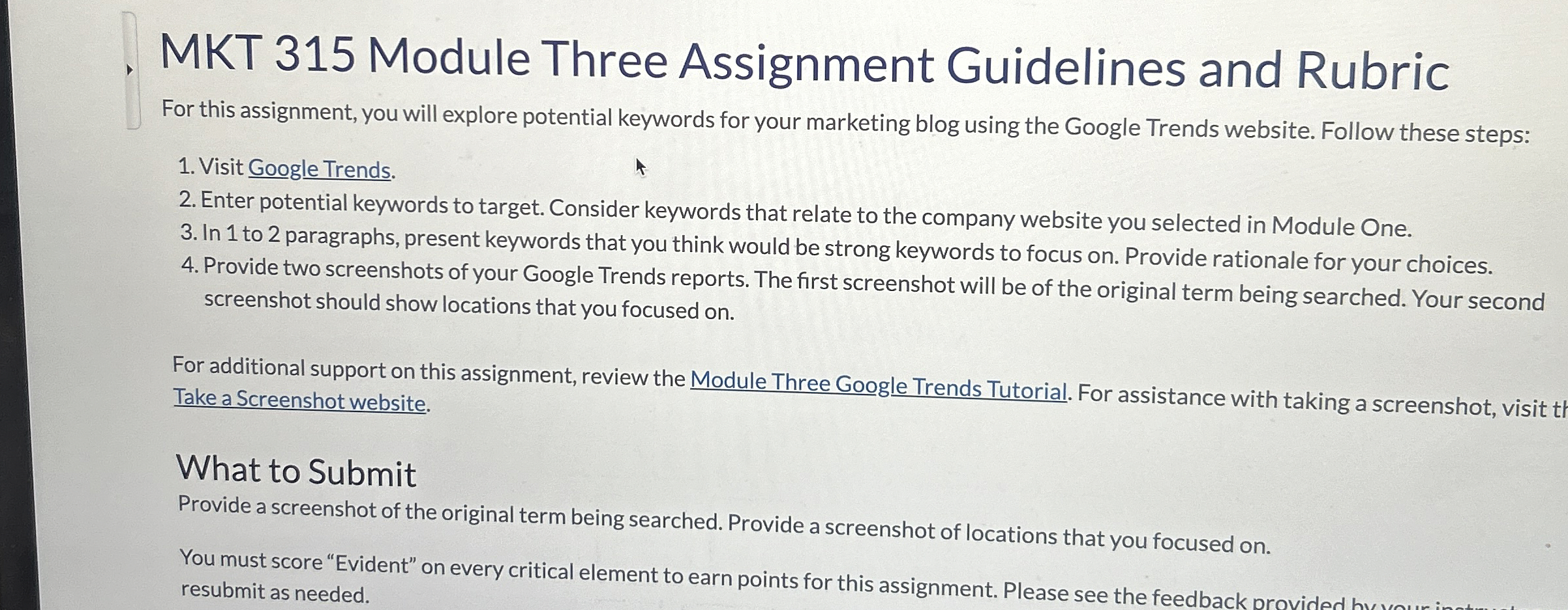  MKT 315 Module Three Assignment Guidelines and Rubric For this assignment,