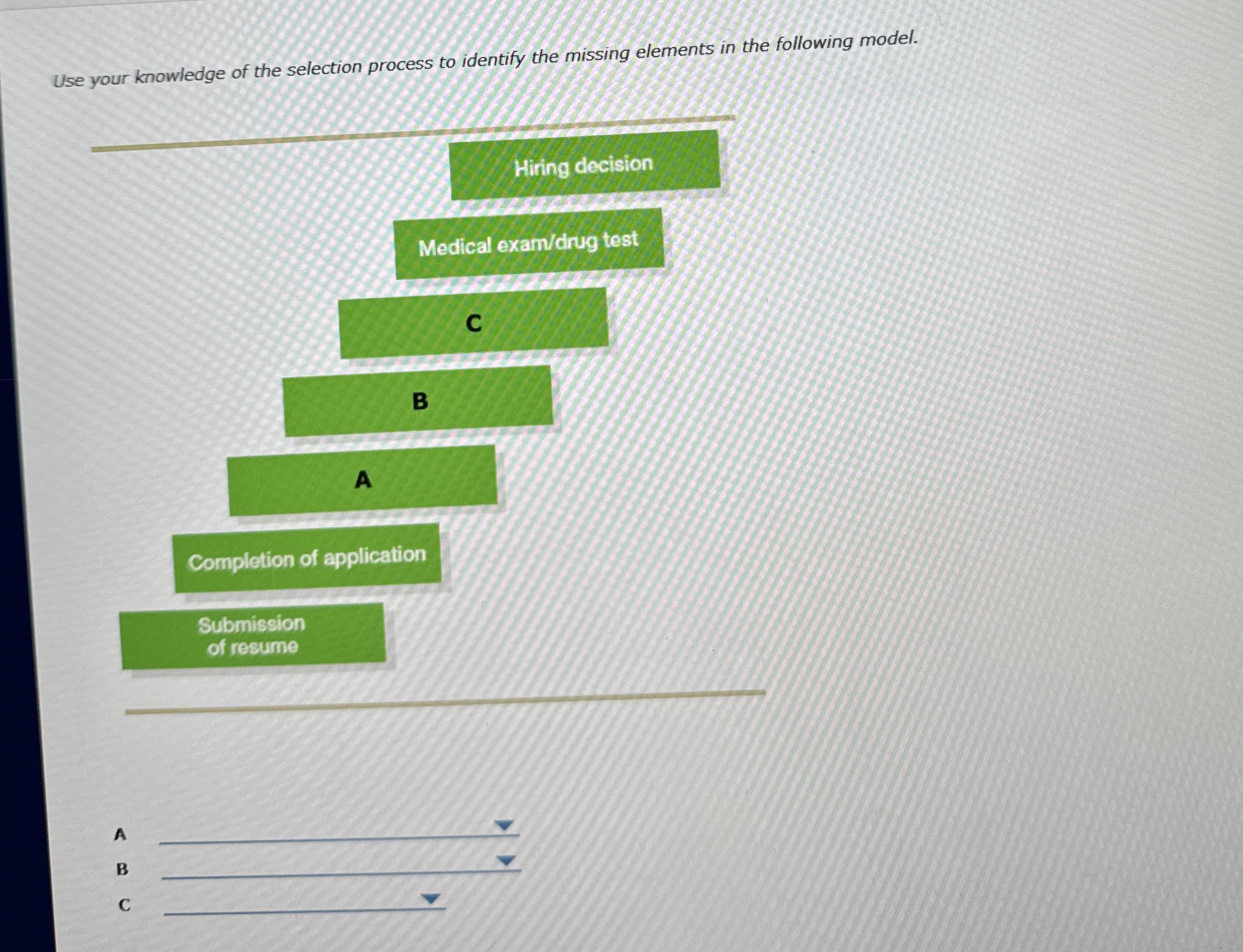  Use your knowledge of the selection process to identify the missing
