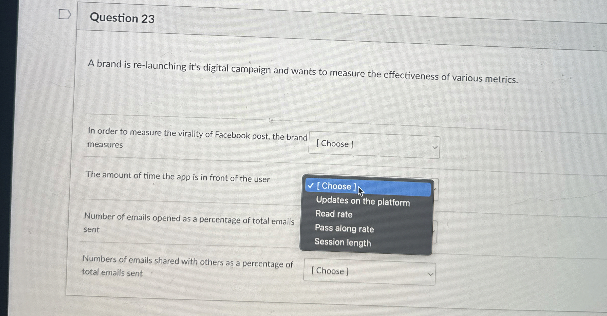  Question 23 A brand is re-launching it's digital campaign and wants
