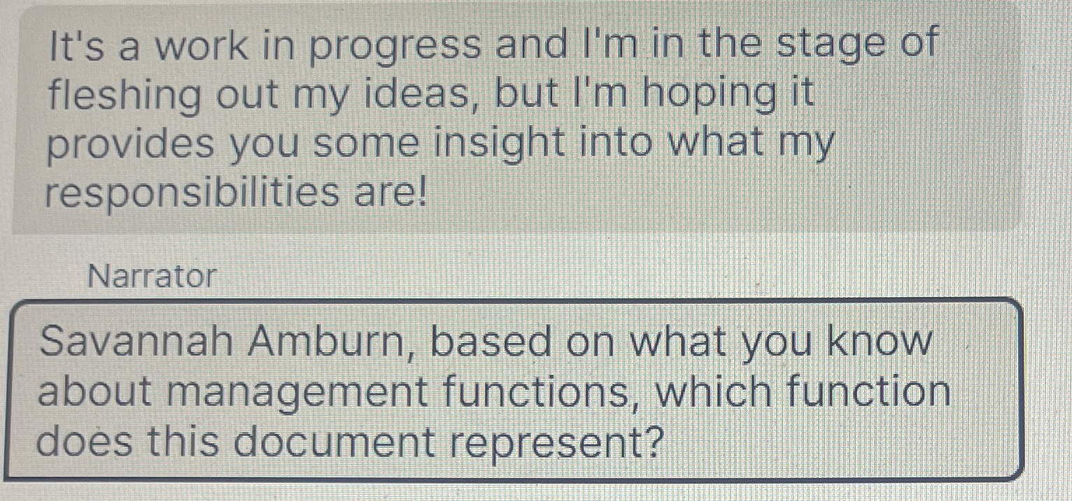  It's a work in progress and I'm in the stage of