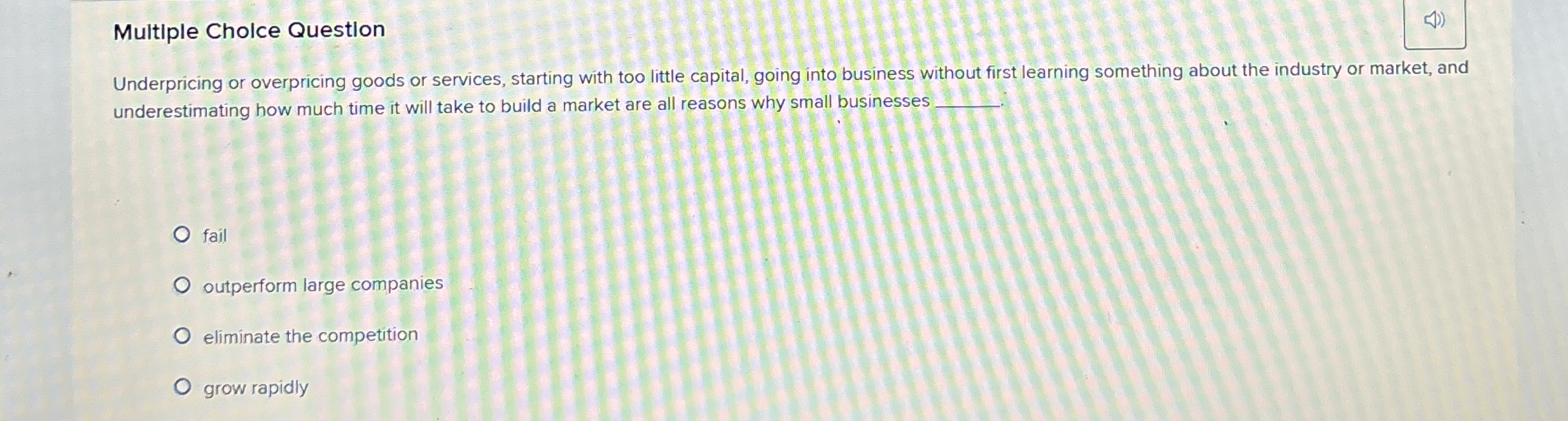  Multiple Cholce Questlon Underpricing or overpricing goods or services, starting with