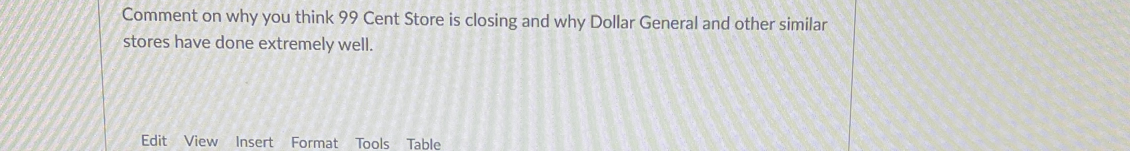  Comment on why you think 99 Cent Store is closing and