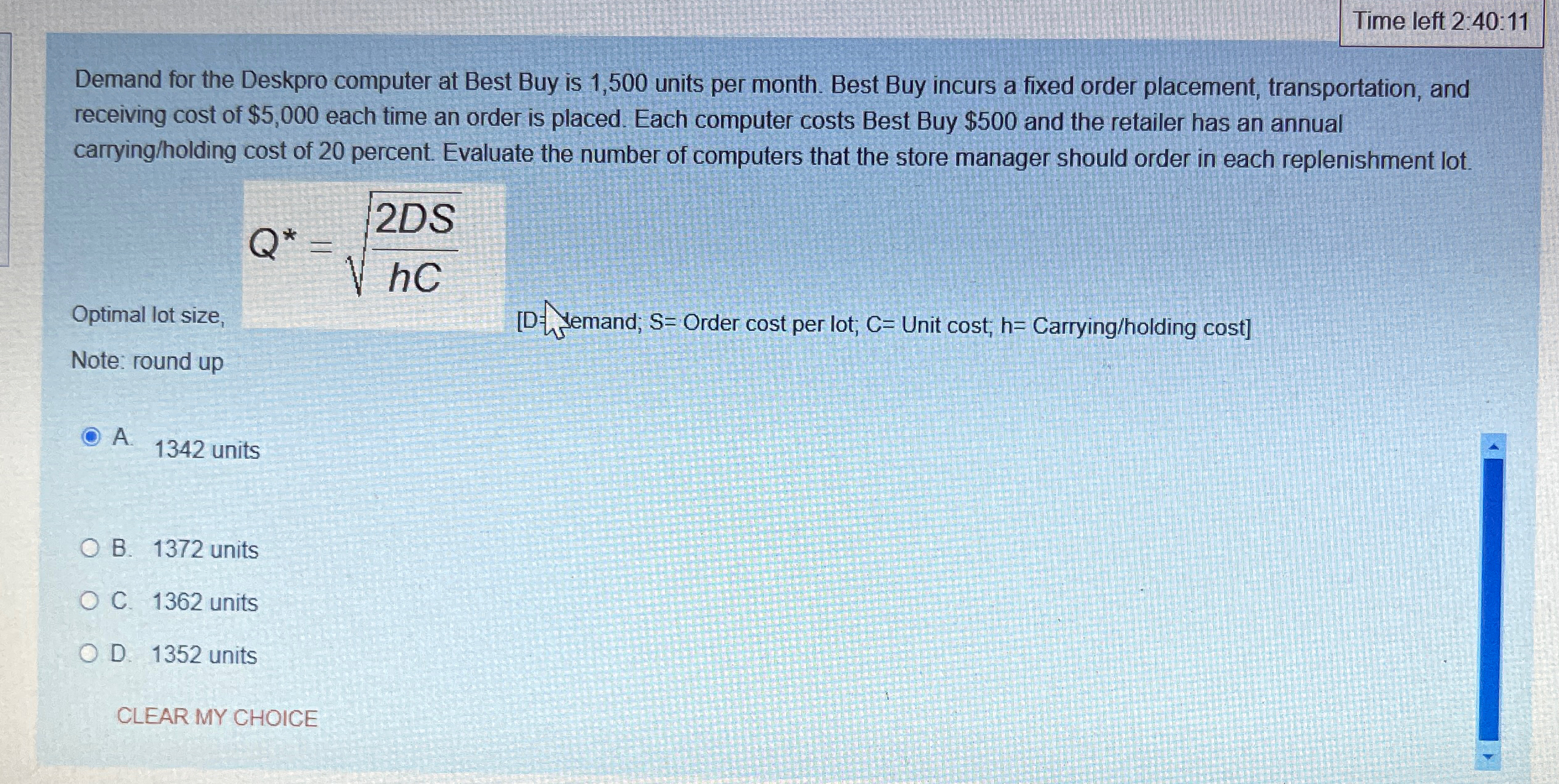  Time left 2:40:11 Demand for the Deskpro computer at Best Buy