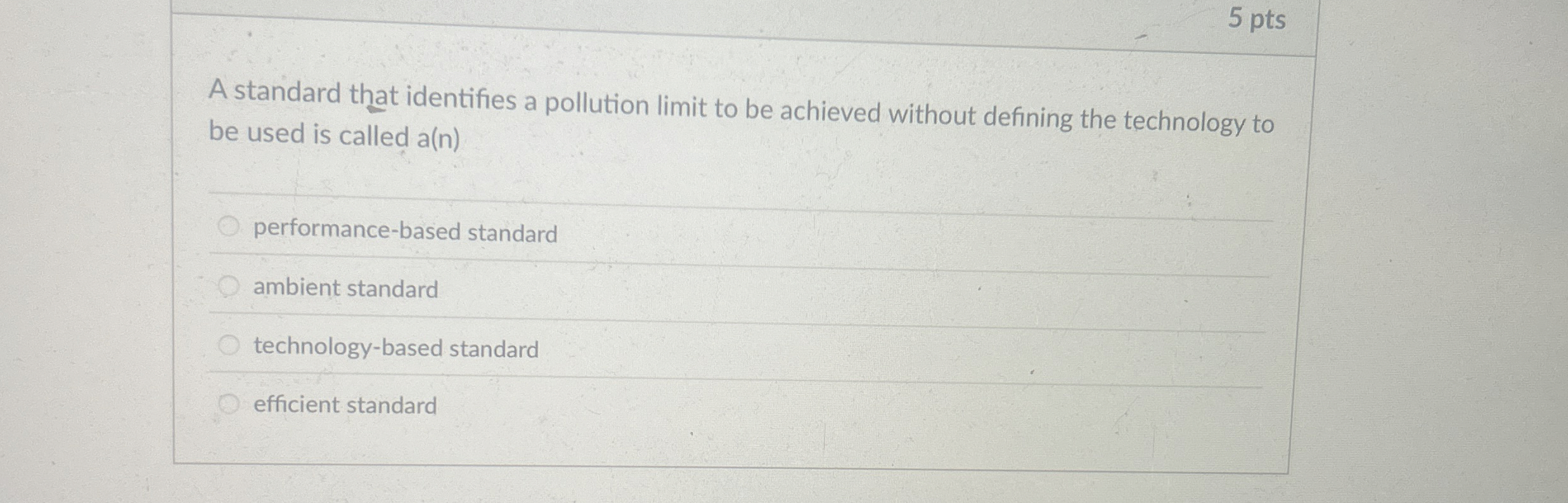  A standard that identifies a pollution limit to be achieved without