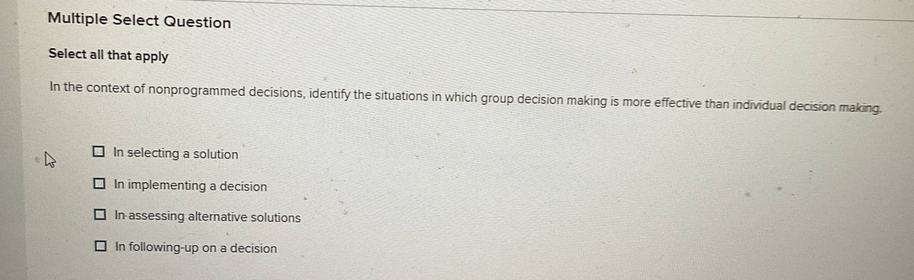  Multiple Select Question Select all that apply In the context of