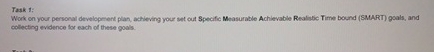  Task 1: Work on your personal development plan, achieving your set