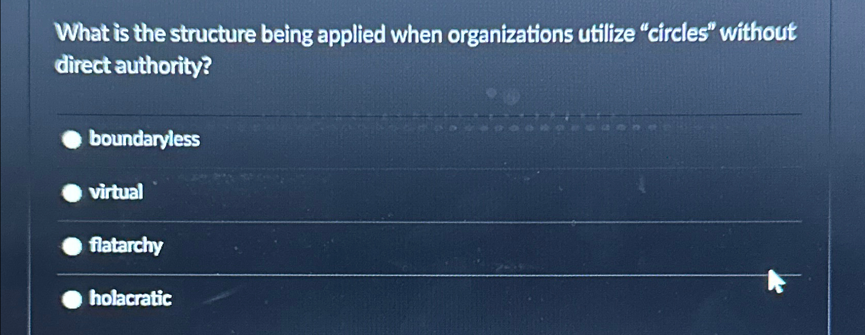  What is the structure being applied when organizations utilize "circles" without