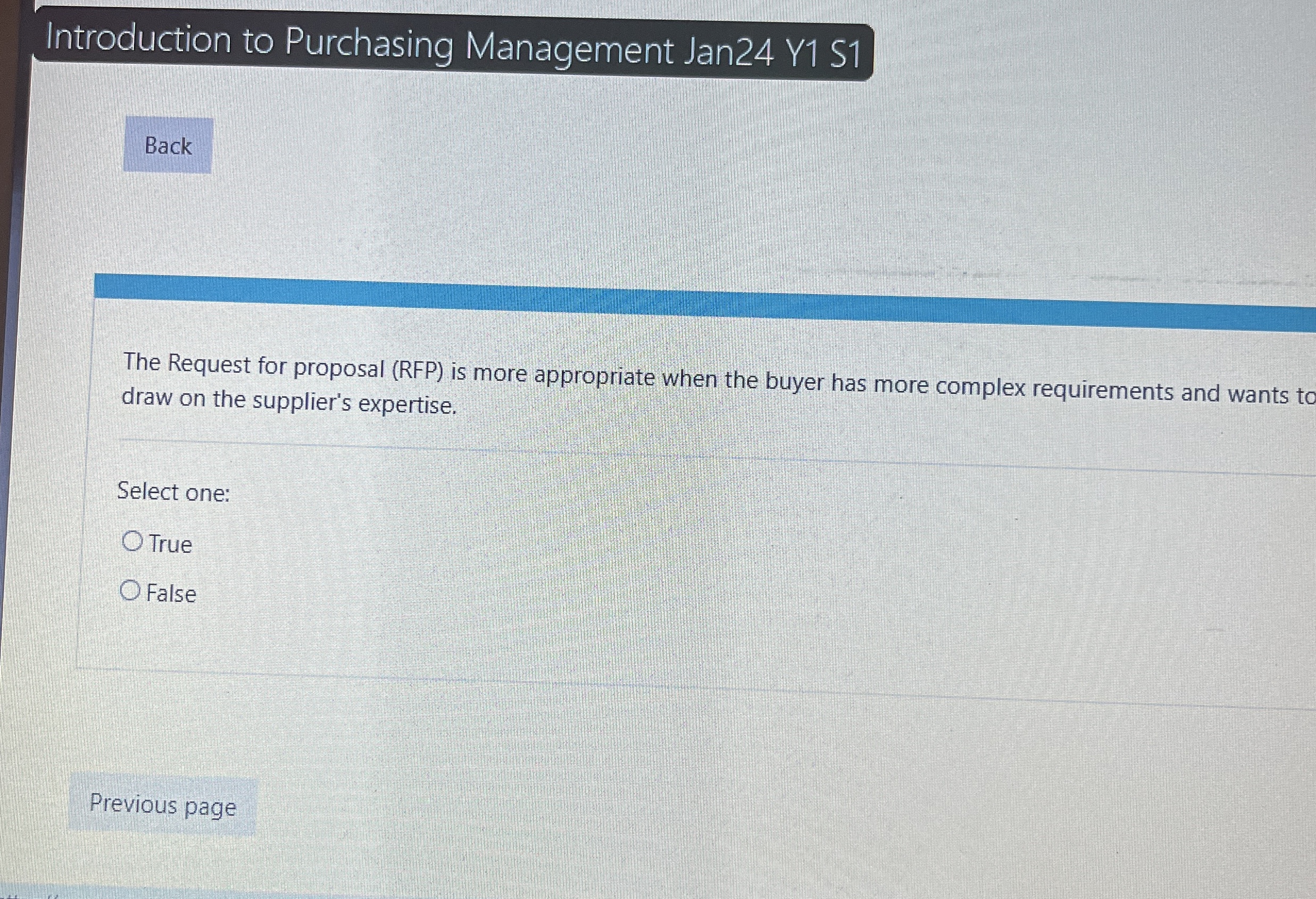  Introduction to Purchasing Management Jan24 Y1 S1 The Request for proposal