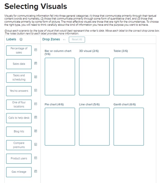  Selecting Visuals Visuals for communicating information fall into three general categories: