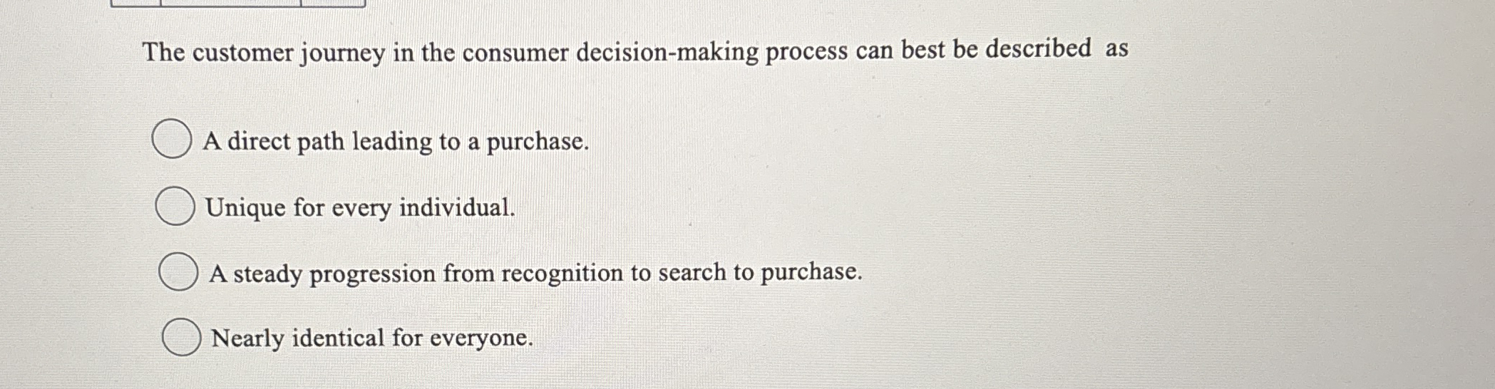 The customer journey in the consumer decision-making process can best be