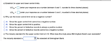  a) Establish 30 upper and lower control Imits. Five data entry