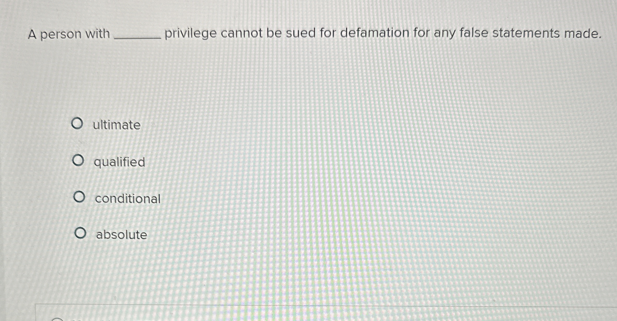  A person with privilege cannot be sued for defamation for any