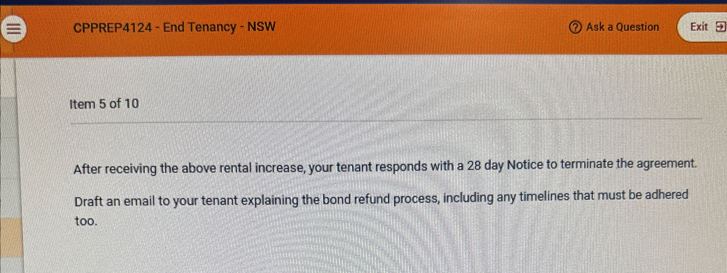  CPPREP4124- End Tenancy - NSW Ask a Question Exit Item 5