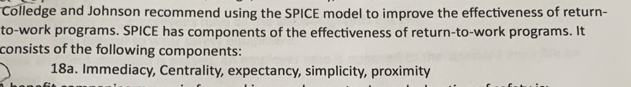  Colledge and Johnson recommend using the SPICE model to improve the