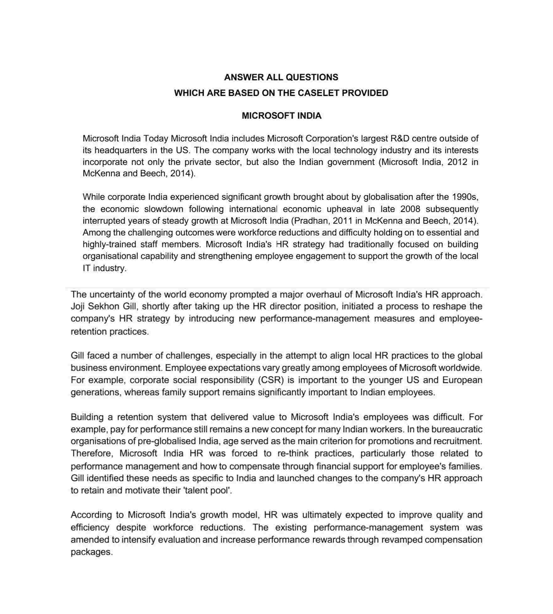  MICROSOFT INDIA Microsoft India Today Microsoft India includes Microsoft Corporation's largest