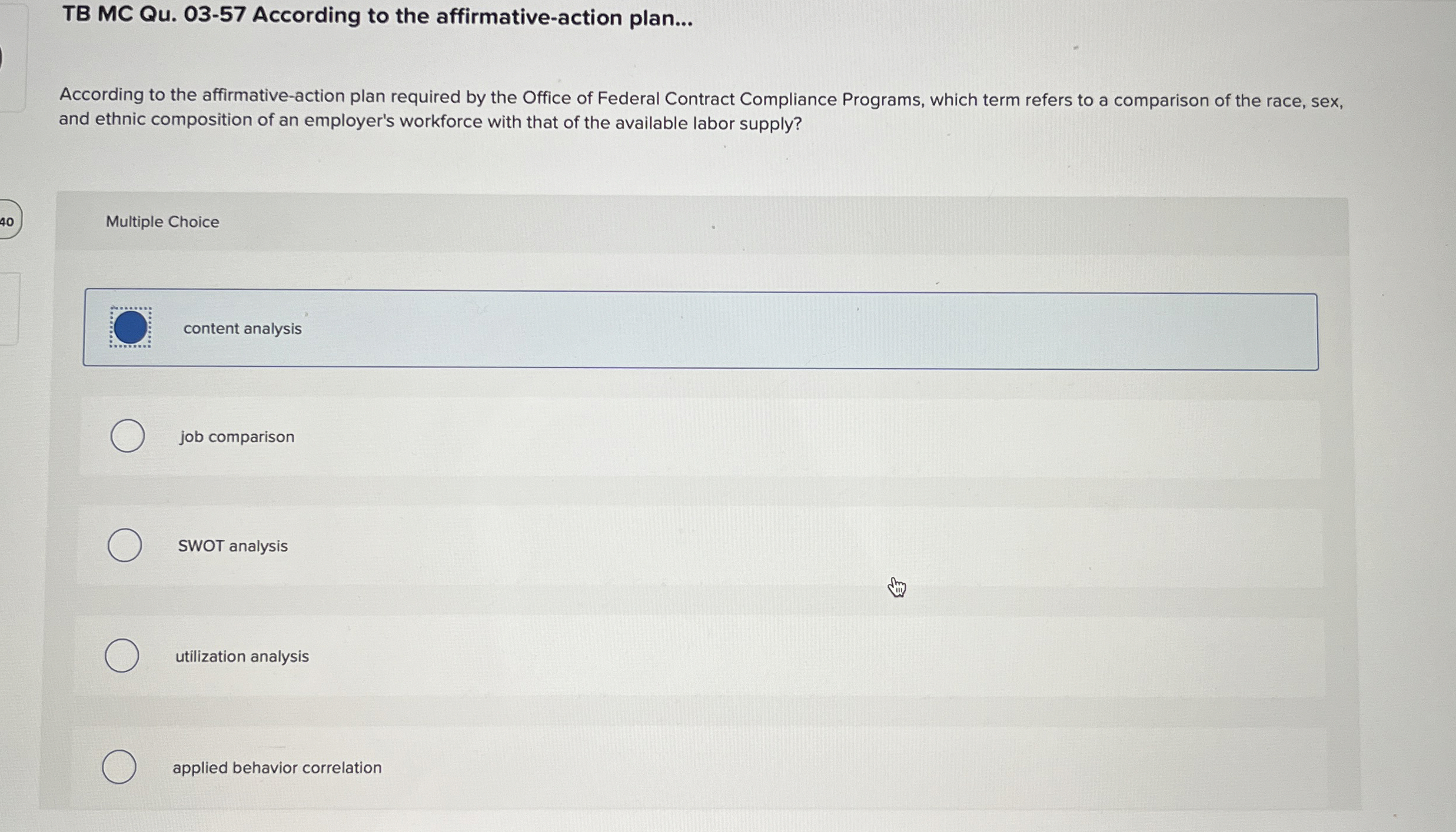  TB MC Qu.03-57 According to the affirmative-action plan... According to the