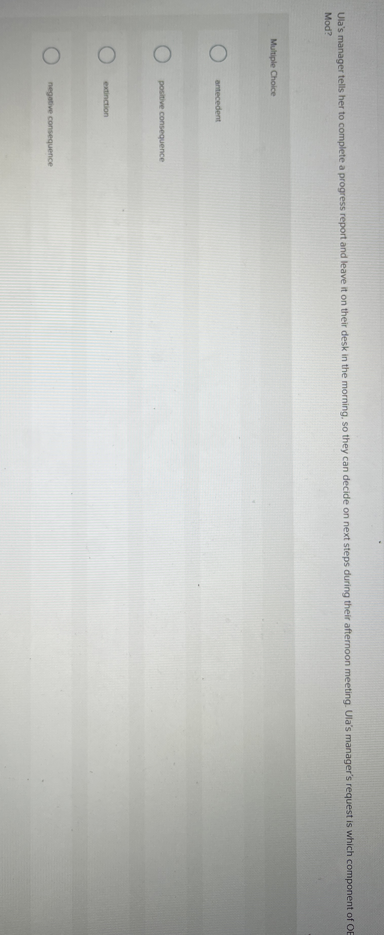  Ula's manager tells her to complete a progress report and leave