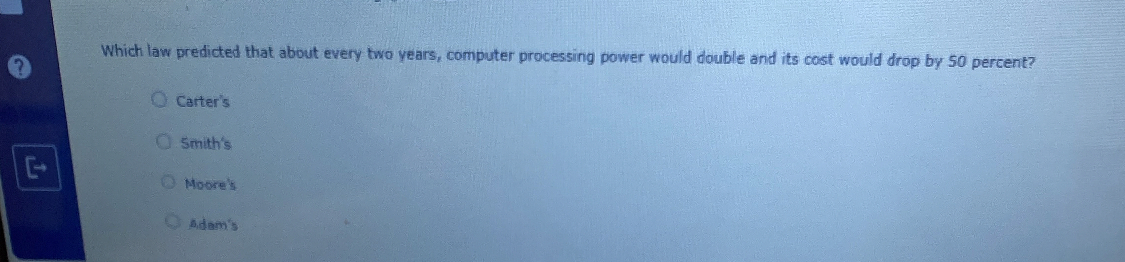  Which law predicted that about every two years, computer processing power