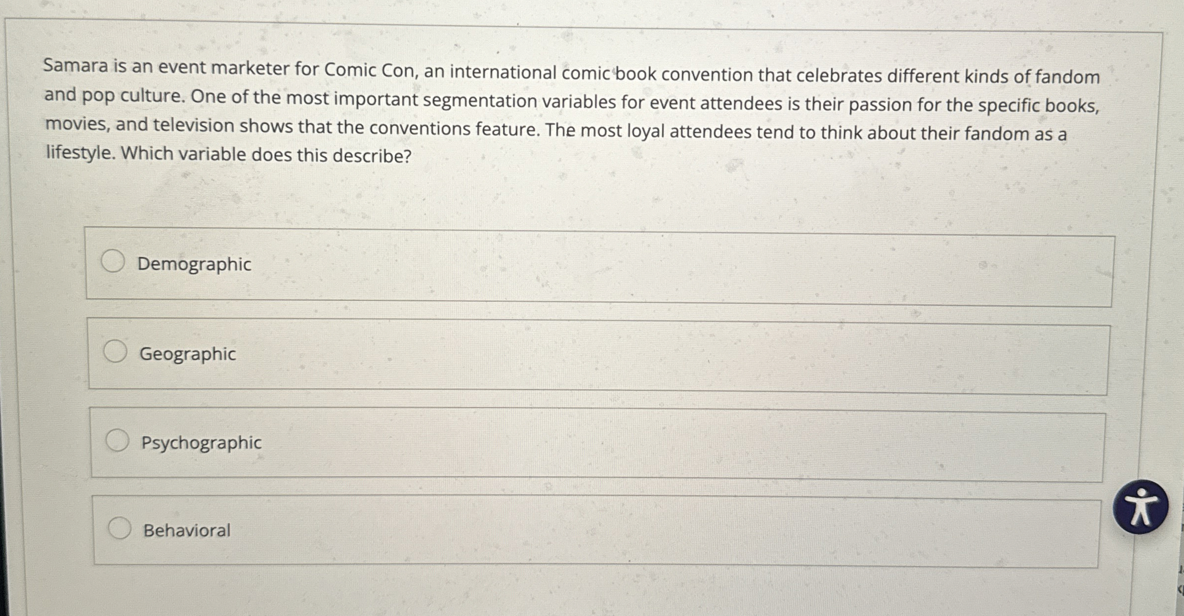  Samara is an event marketer for Comic Con, an international comic