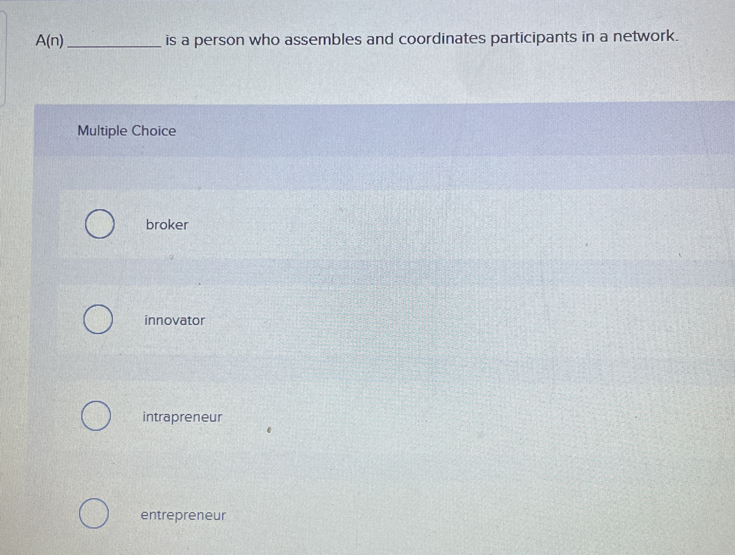  A(n) is a person who assembles and coordinates participants in a