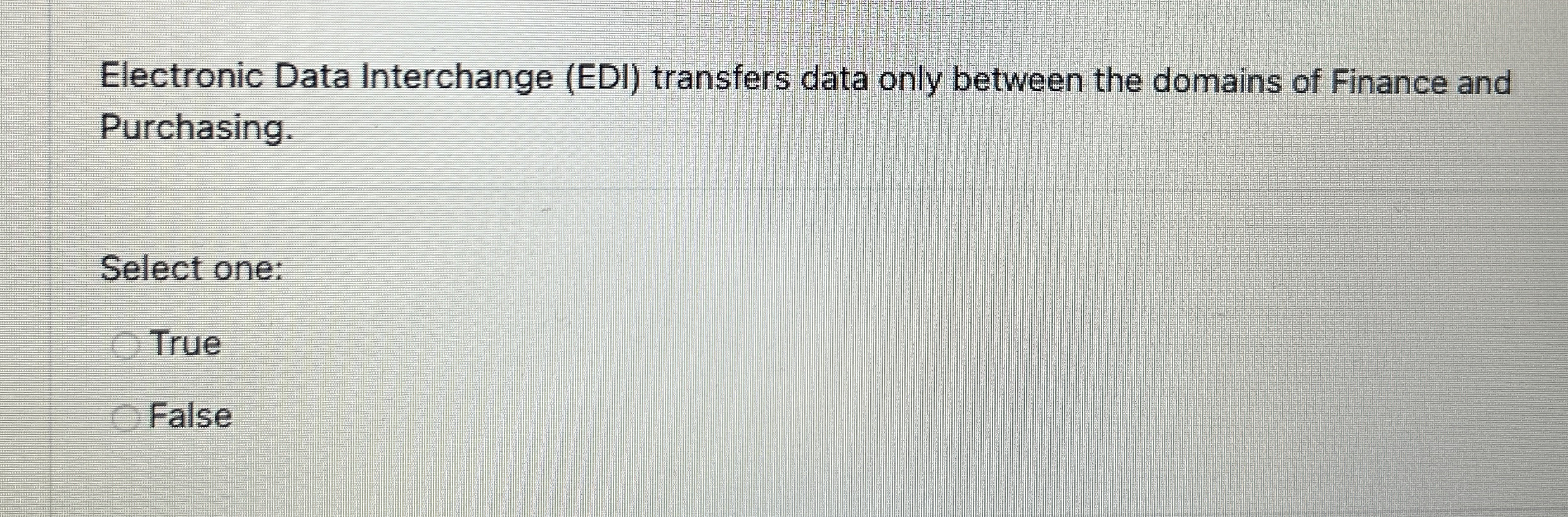  Electronic Data Interchange (EDI) transfers data only between the domains of