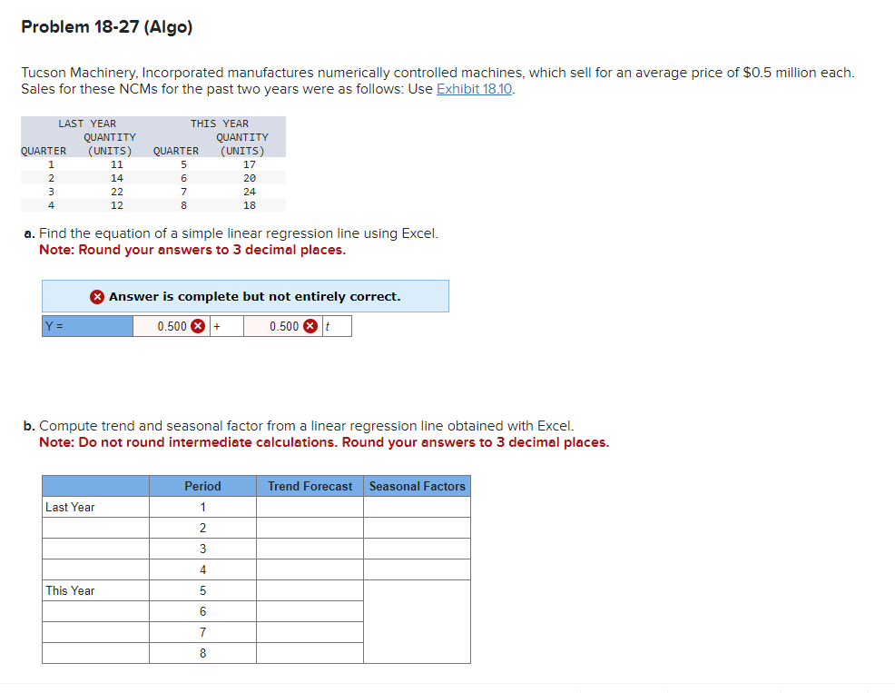  Problem 18-27(Algo) Tucson Machinery, Incorporated manufactures numerically controlled machines, which sell
