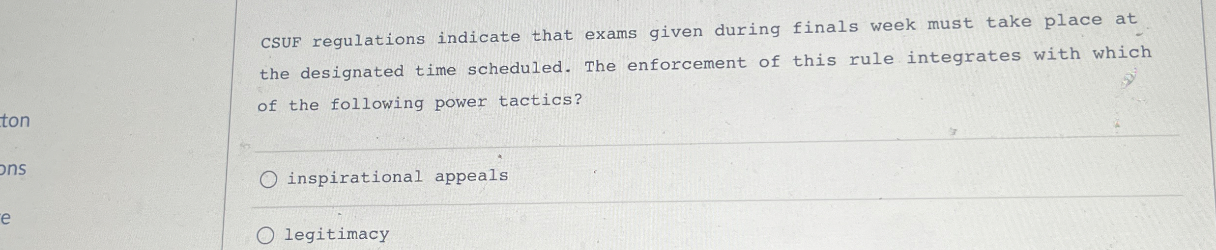  CSUF regulations indicate that exams given during finals week must take