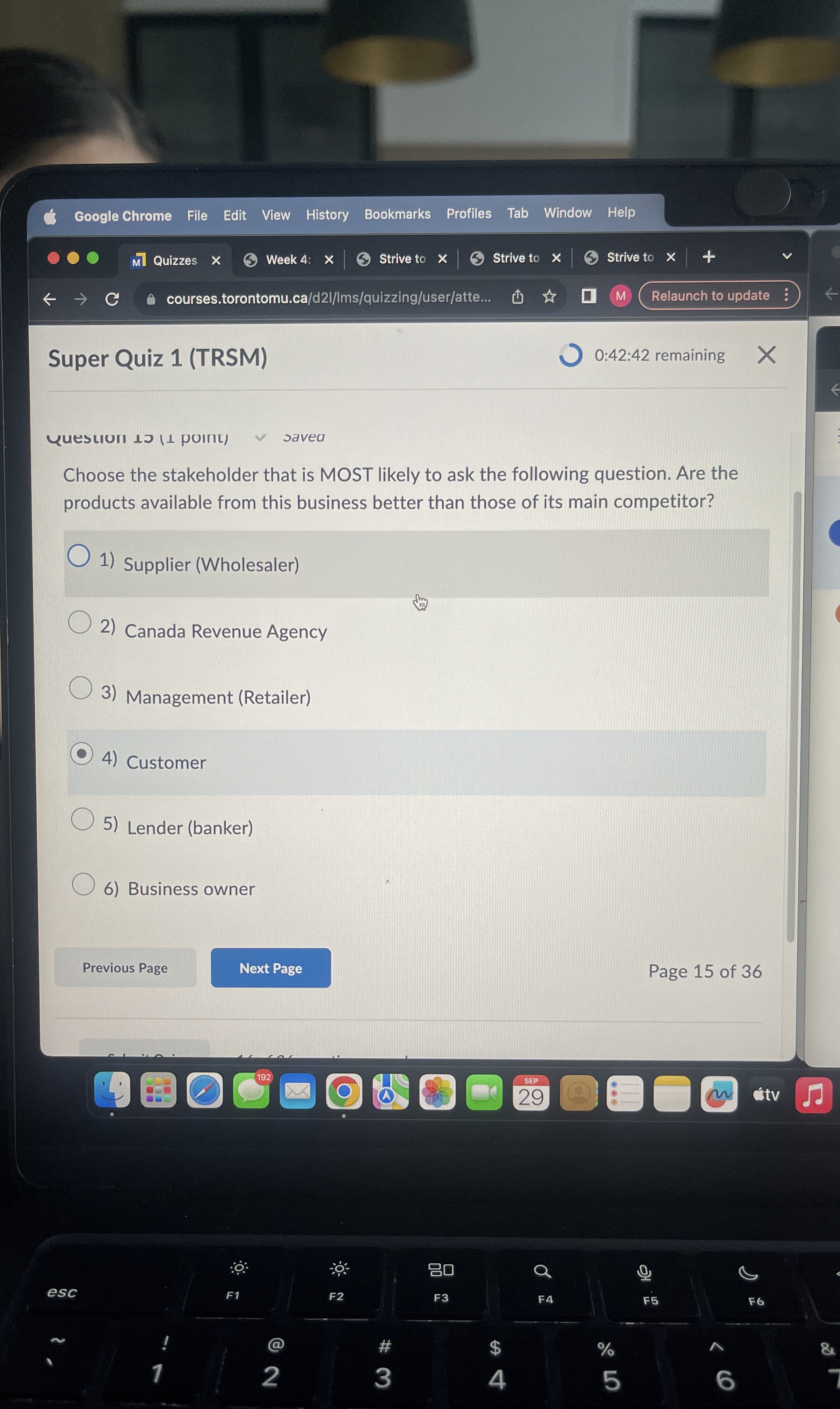  uestiuI|)?(1 point) Choose the stakeholder that is MOST likely to ask