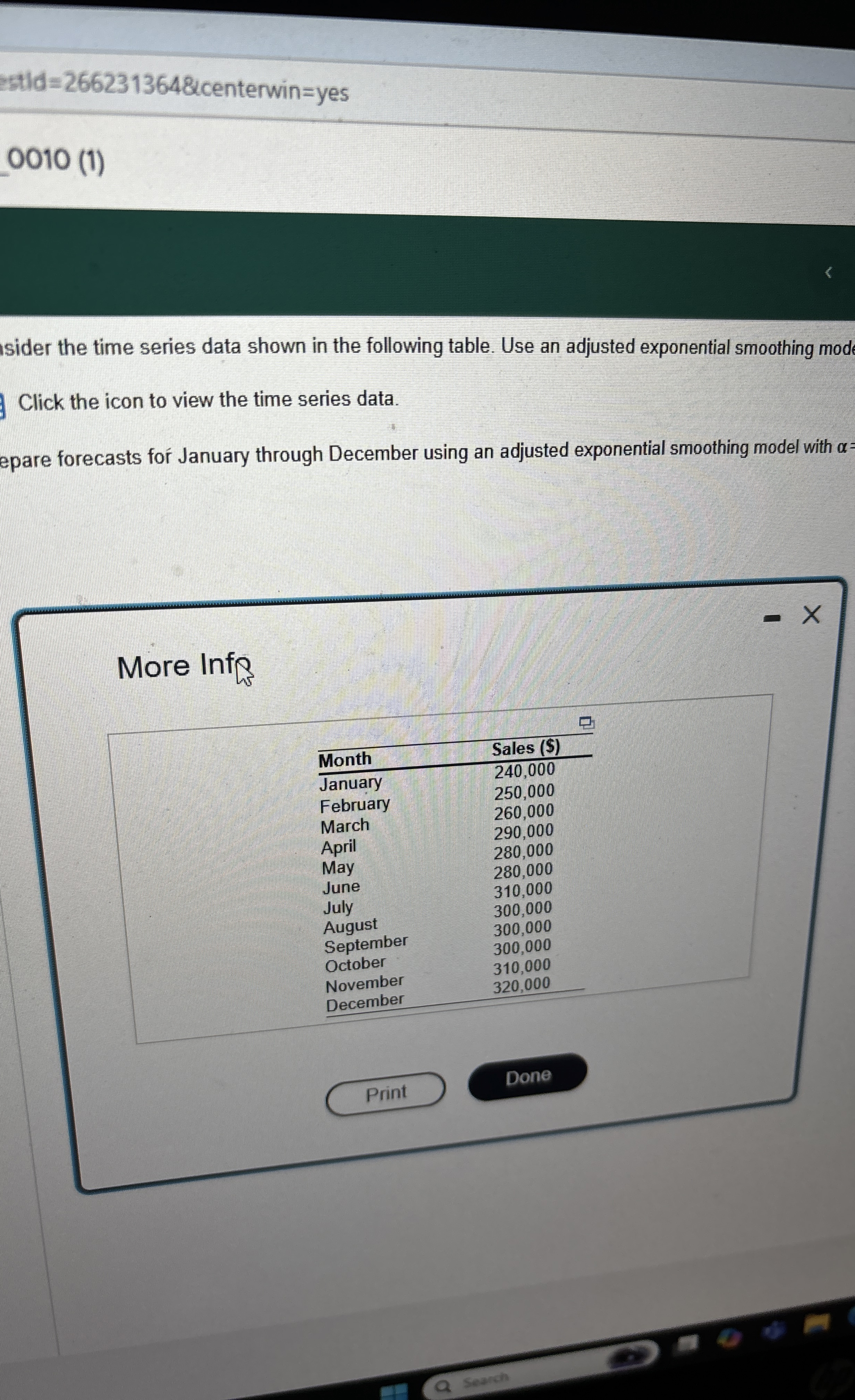  Consider the time series data shown in the following table. using